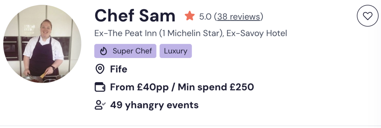 Chef Sam catering services in Glasgow